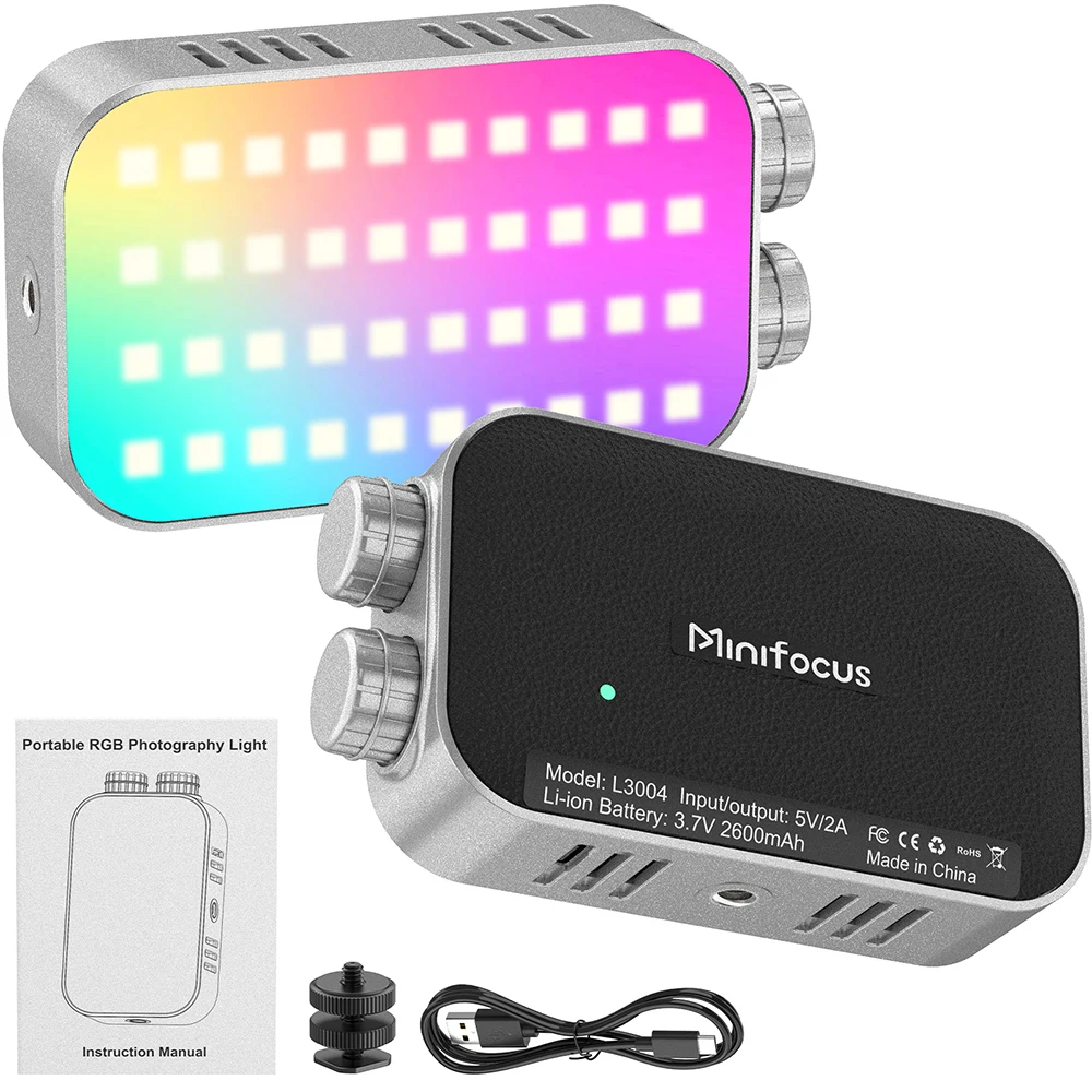 Luz de relleno RGB portátil Pocket Tofu, panel LED retro para video, cámara, teléfono inteligente, GoPro, laptop, selfies, lámpara RGB ajustable.