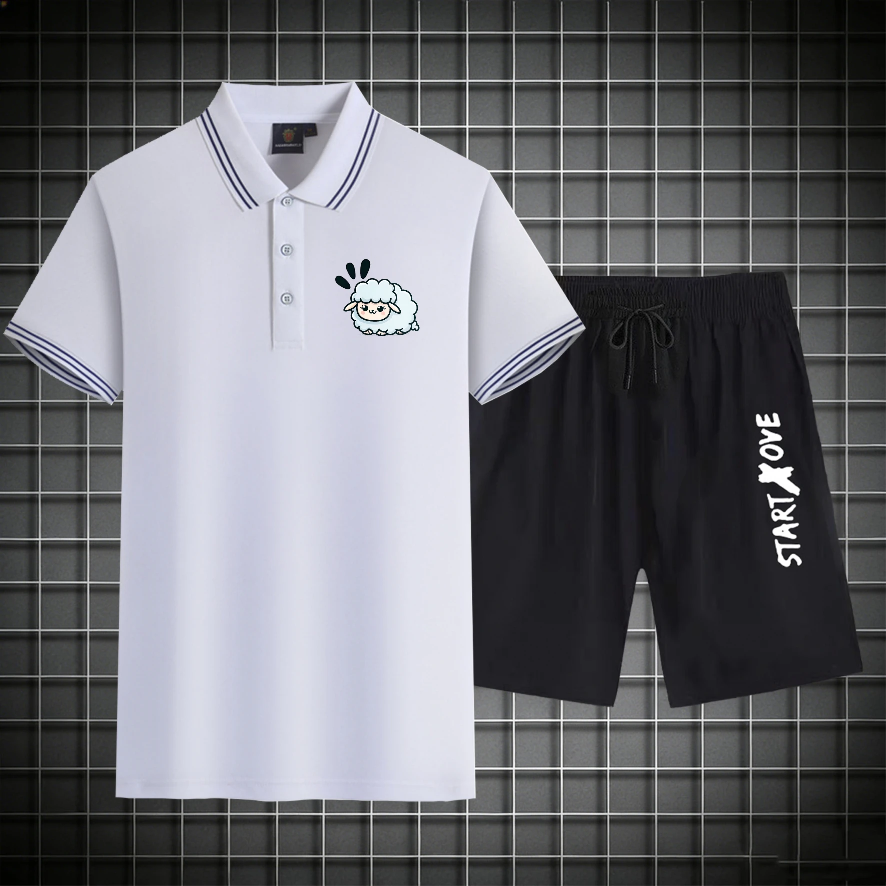 

men's Polos sets 2026 Summer jogging suit Polyester men's suits Short sleeve sweat suit Sportswear Printed Suit for man Graphic