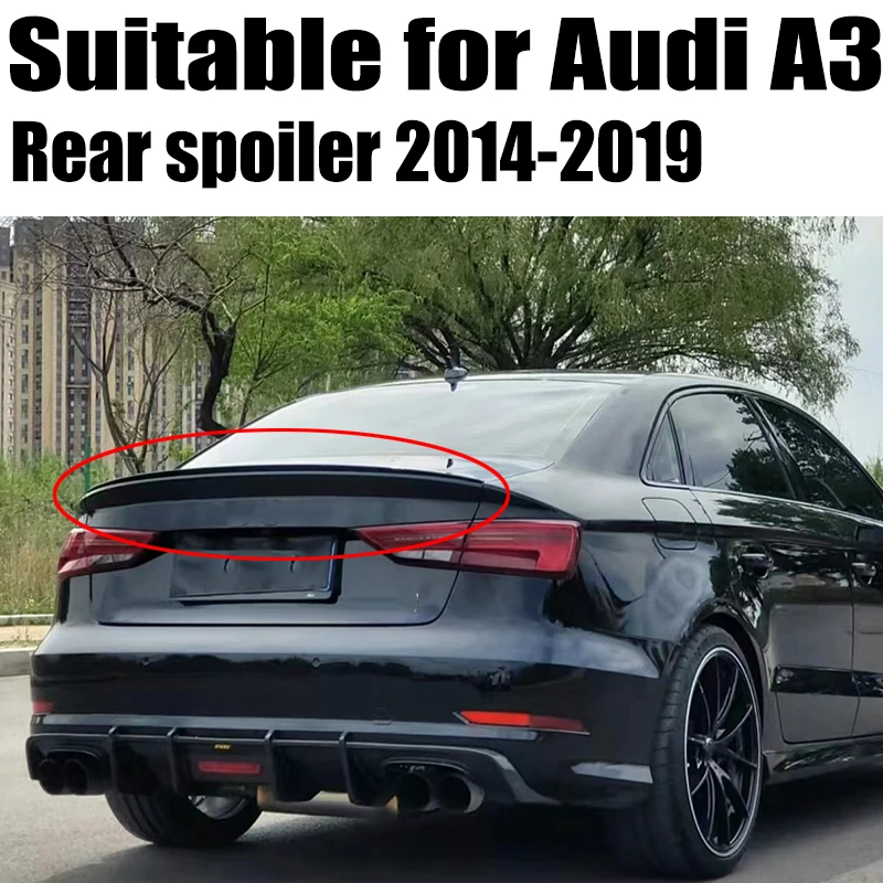 

Car ABS Rear Spoiler For Audi A3 S3 Sedan Tail Trunk Wing Lip Black And White Spoiler 2014 2015 2016 2017 2018 2019