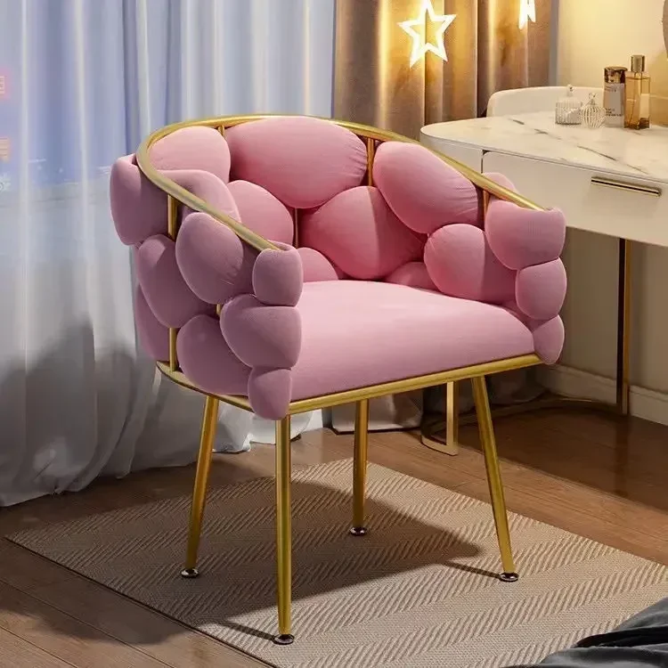 Princess Chair Home Bedroom Girl Heart Dressing Stool Nail Shop Makeup Backrest Chair Living Room Chairs Furniture Armchair iron