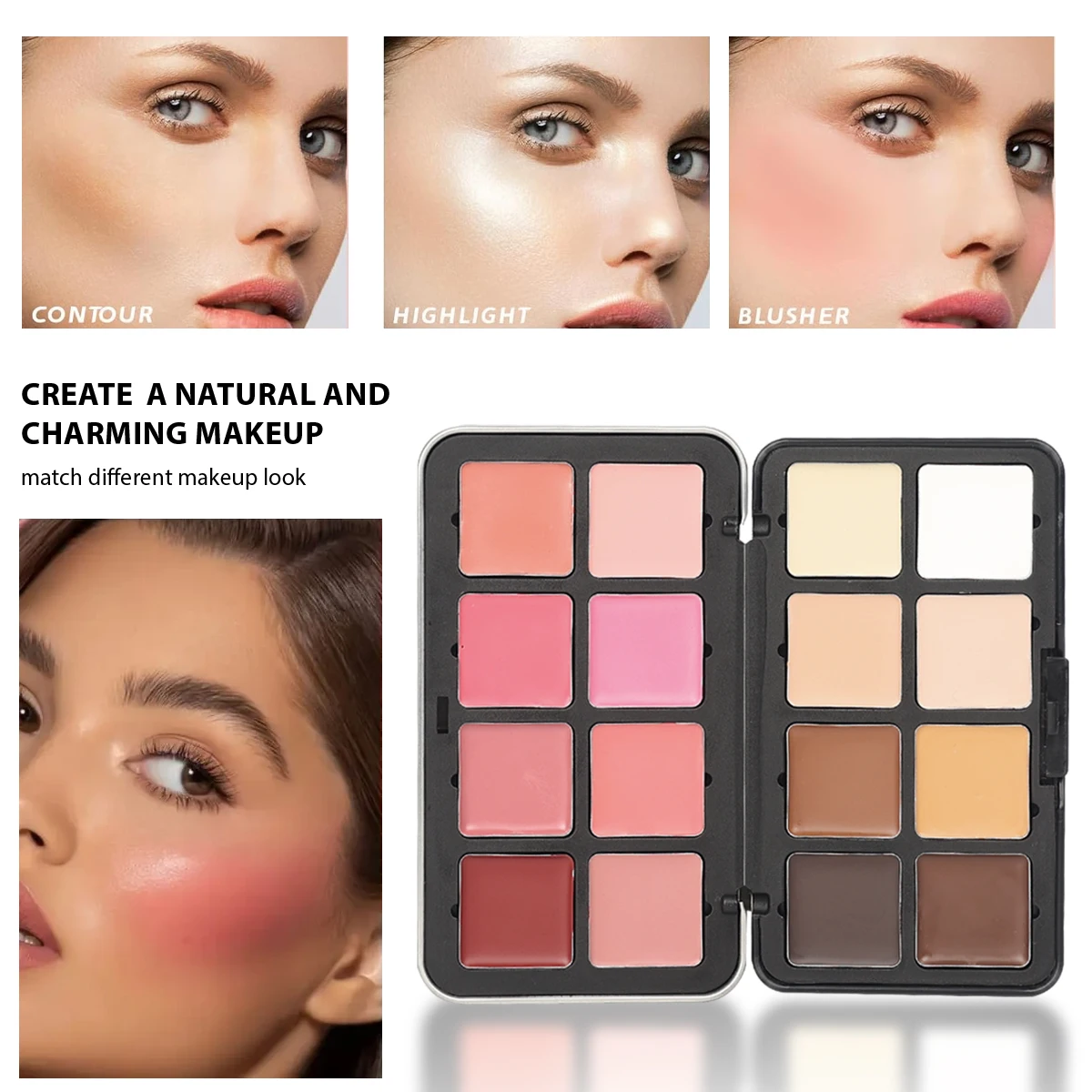 16-kleuren highlight-palet, alles-in-één oogschaduw, poederblusher, contour, zeer geschikt voor dagelijkse make-up
