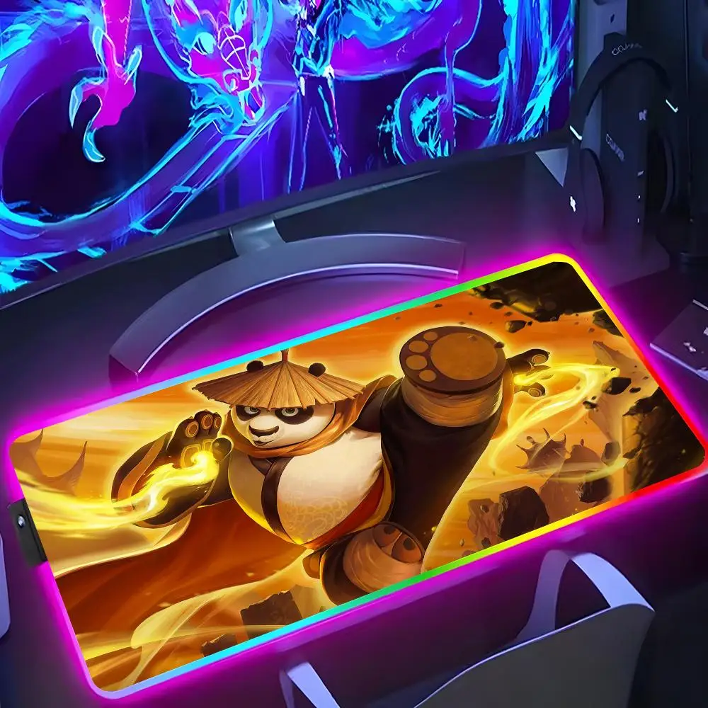 

Anime K-Kung F-Fu Panda Mouse Pad RGB Luminous 900X400mm Large Table Mat Non-slip Extra Large Game Office Mouse Pad