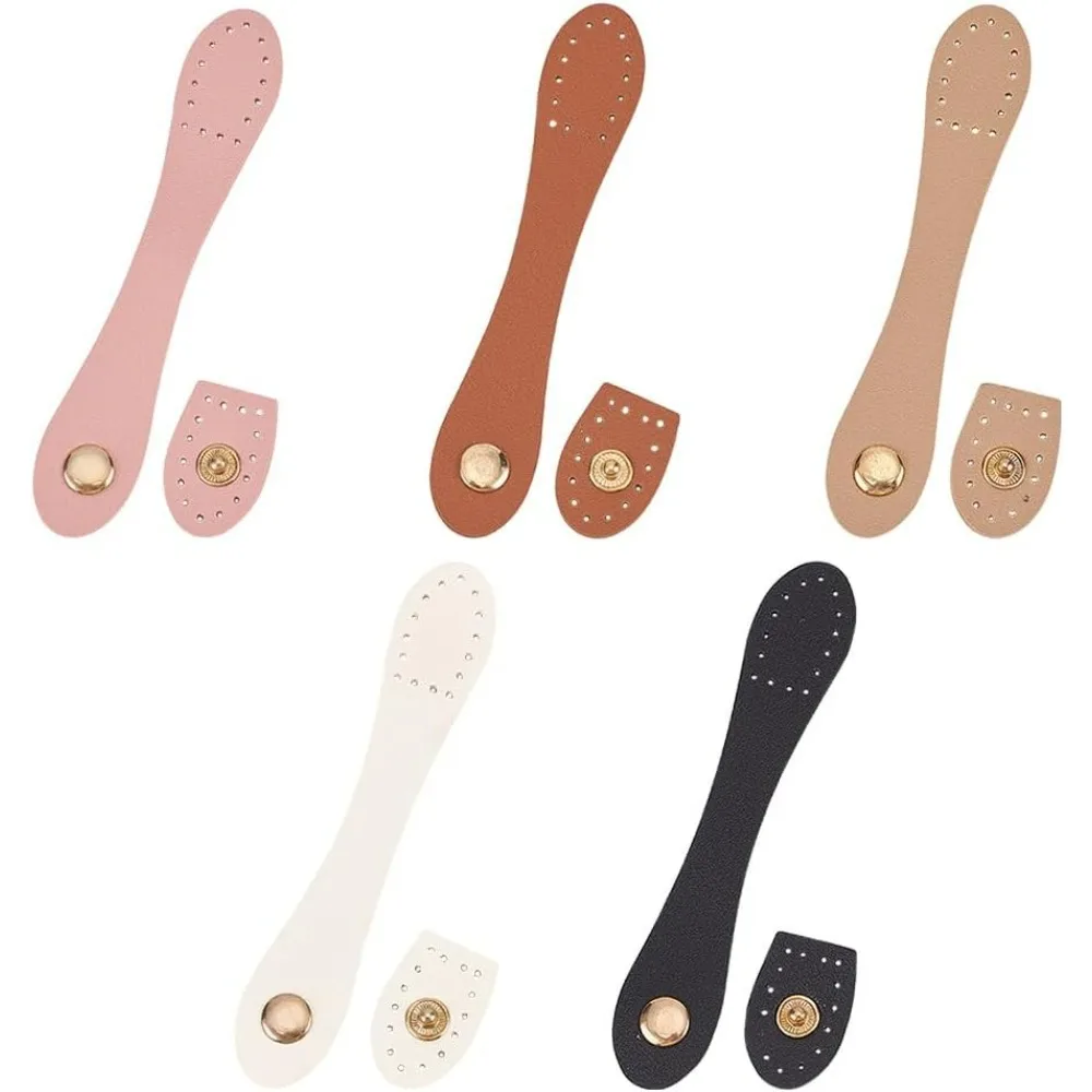 5 Sets PU Leather Snap Buckles 5 Colors Sew On PU Leather Tab Closure DIY Handmade Craft Sewing Snap Buttons Making Kit