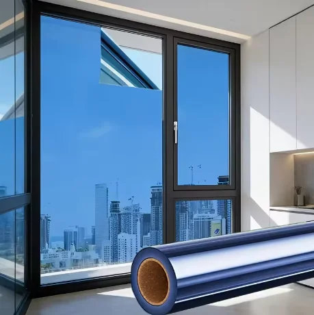 Silver Light Blue HD Privacy Glass Tint Roll PET Material One Way Vision Anti UV Heat Blocking For Residential Office Vehicle Wi