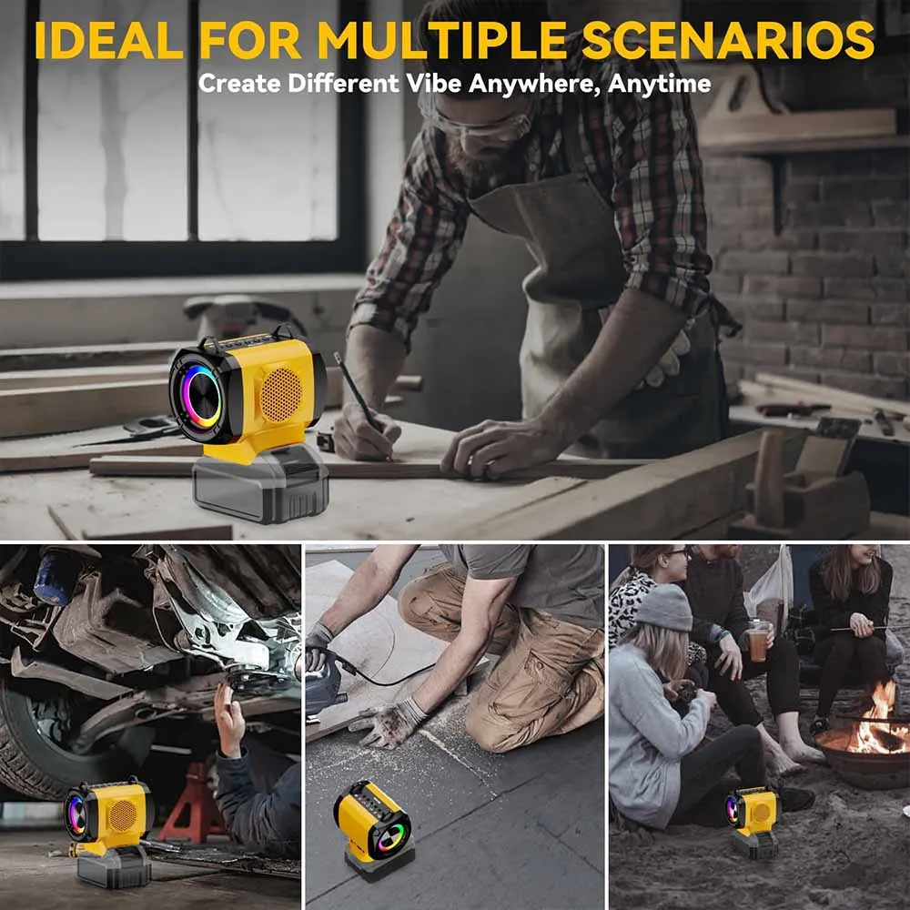 

Для Dewalt/20 В аккумулятор Bluetooth-динамик с портами USB-A и USB-C для Milwaukee/Makita18V 21 В защита от перенапряжения аккумулятора