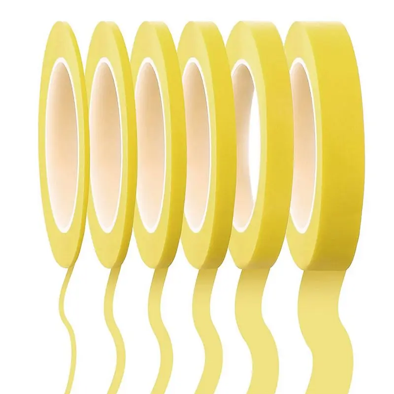A77K 6 Rolls Fine Line Tape 1/16,7/10,1/8,1/4,1/2,3/4 Inch x 55Yard, Fineline Masking Tape, Painters Automotive Masking Tape