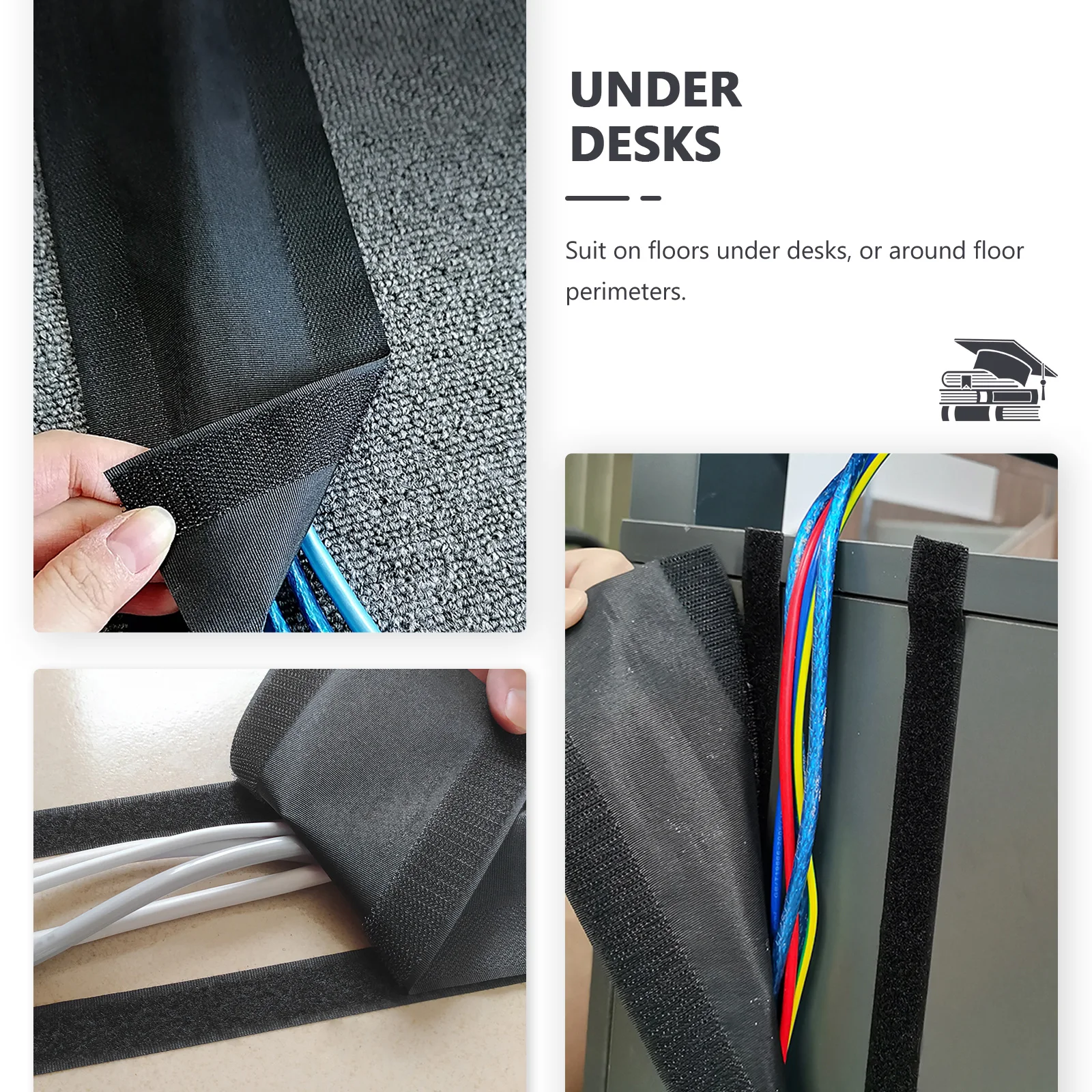 

Cable Grip Strip Carpet Cover 3 Meters Cords Management Tool Nylon Durable Safe Office Floor Wire Organizer Gift