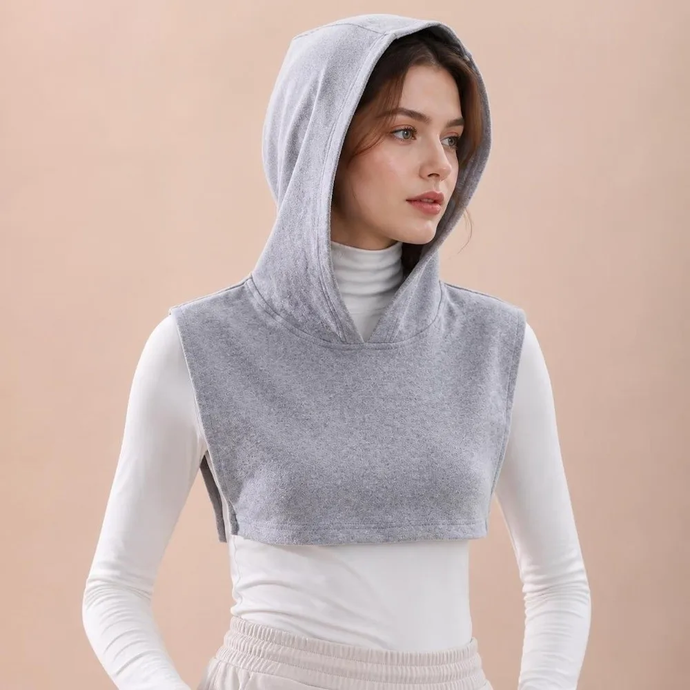 Single-sided Fleece Fake Hood Collar Sleeveless Design Soft Cotton Spandex Decorative Hood Insert No Drawstring Classic Color