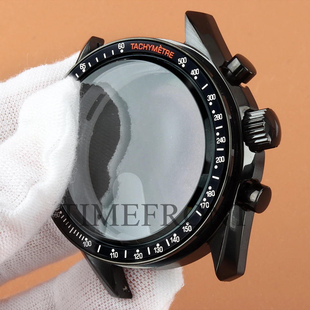 40MM Black Bezel Watch Case High End Solid Steel For Speed Master Chronograph VK63 VK6 Movement Accessories 32.5 Dial Waterproof