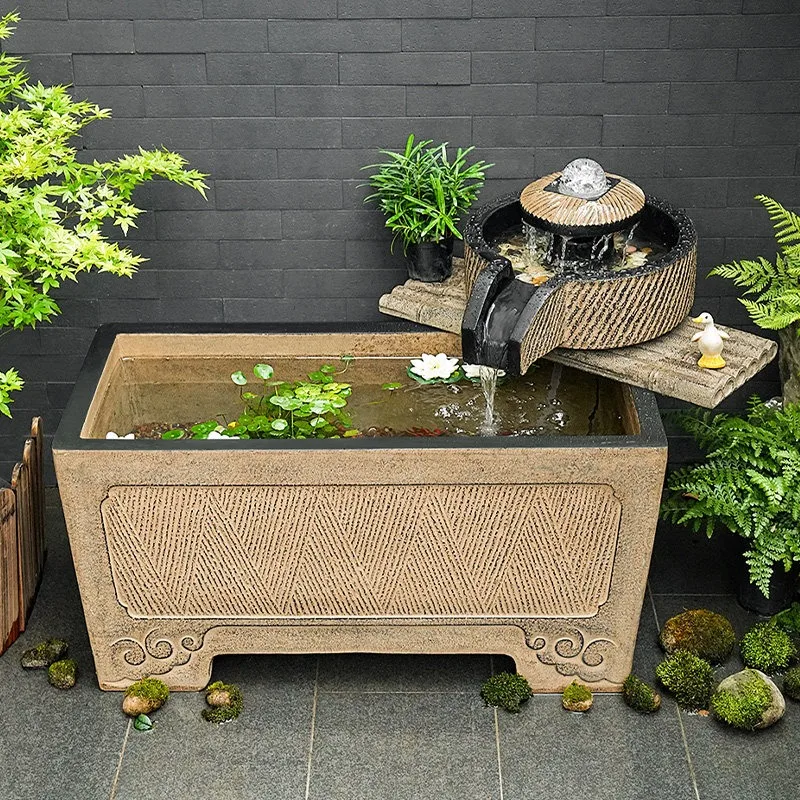 

Courtyard Fountain Fish Pond Circulating Water Landscape Floor To Ceiling Crystal Ball Water Ornaments