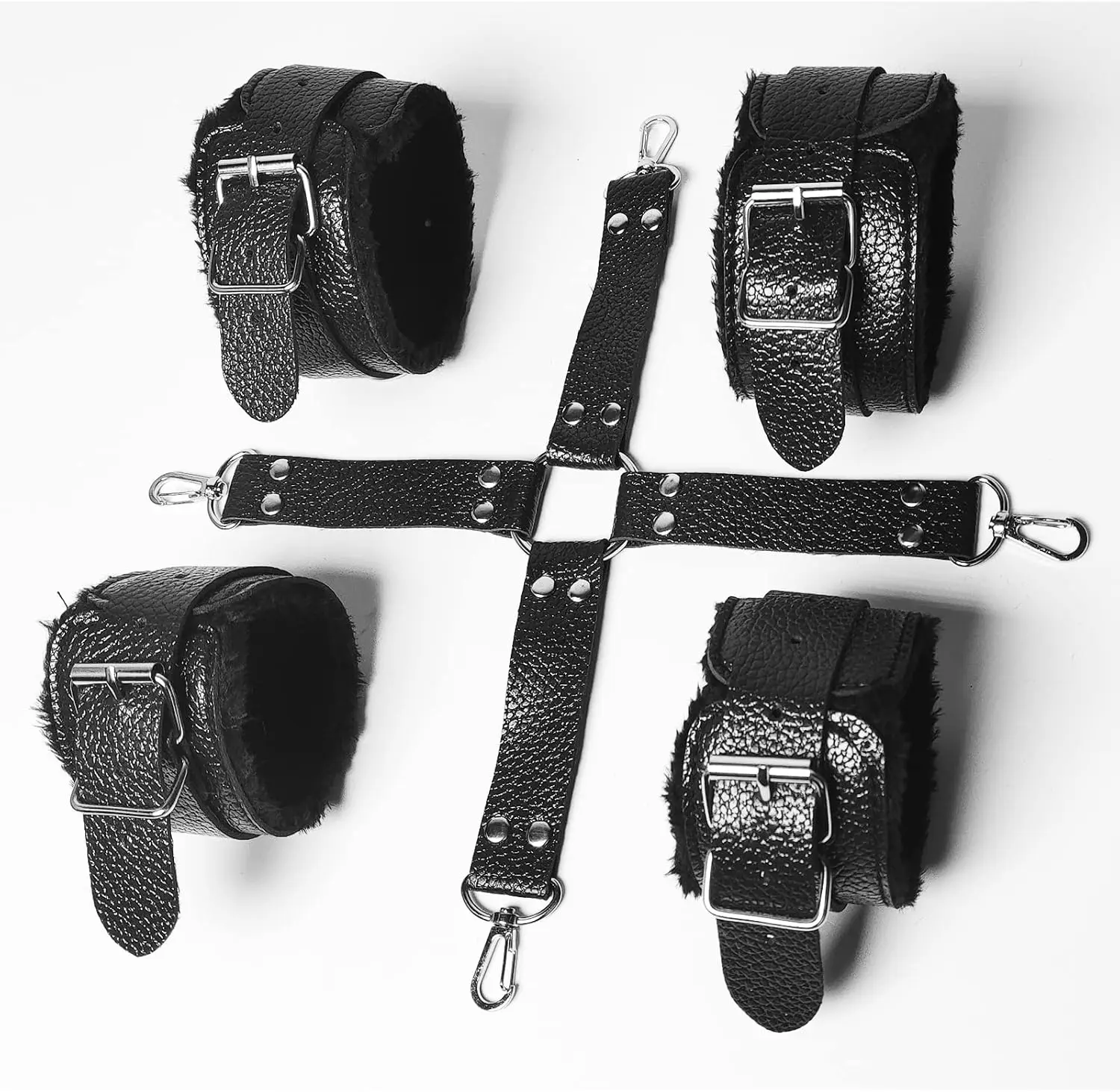 

BDSM Sex Bondage Set with Handcuffs and Leg Straps Cuffs, Adjustable Wrist Thigh Restraint Ropes