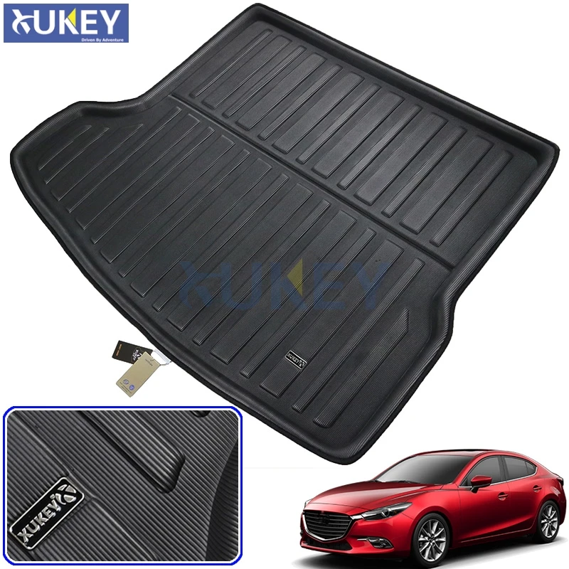 Car Rear Trunk Liner Cargo Boot Mat Floor Tray Carpet Mud Kick Pad For Mazda 3 Mazda3 4-Dr Sedan 2014 2015 2016 2017 2018