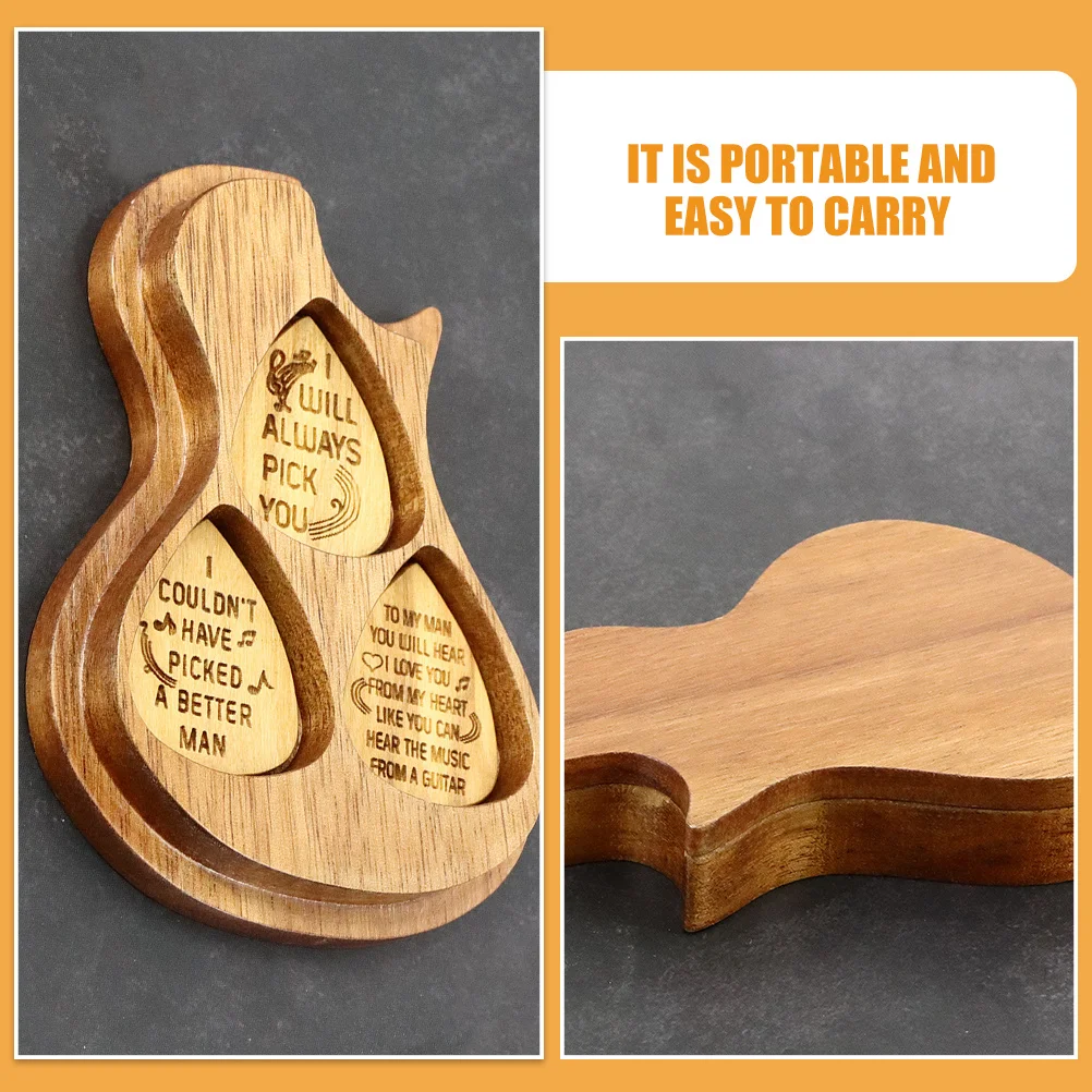 

1 Set Holder Case For Storage Picks Accessories, Portable Wooden Guitar Picks Case Organizer, Gifts For Guitar Players,