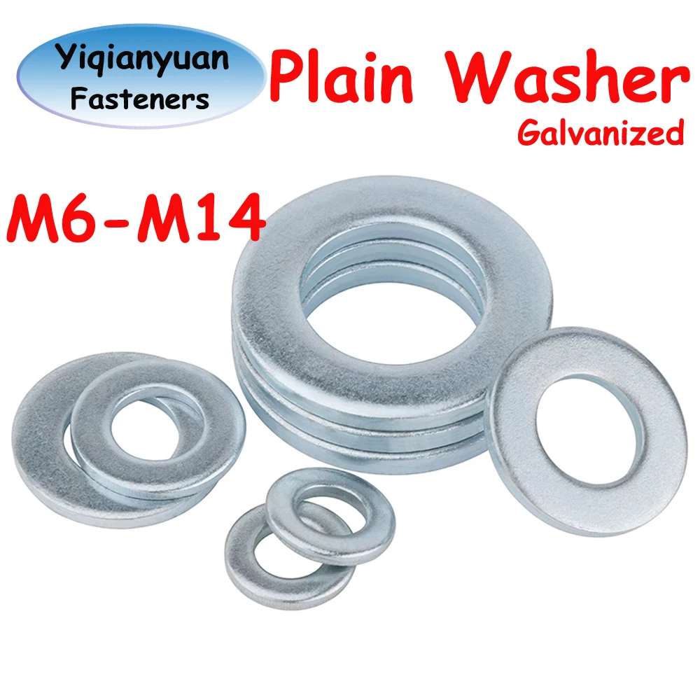 Yiqianyuan M6 M7 M8 M10 M12 M14 Carbon Steel Galvanized Non-standard Plain Washer Flat Gasket Shims for Cylinder Car Accessories