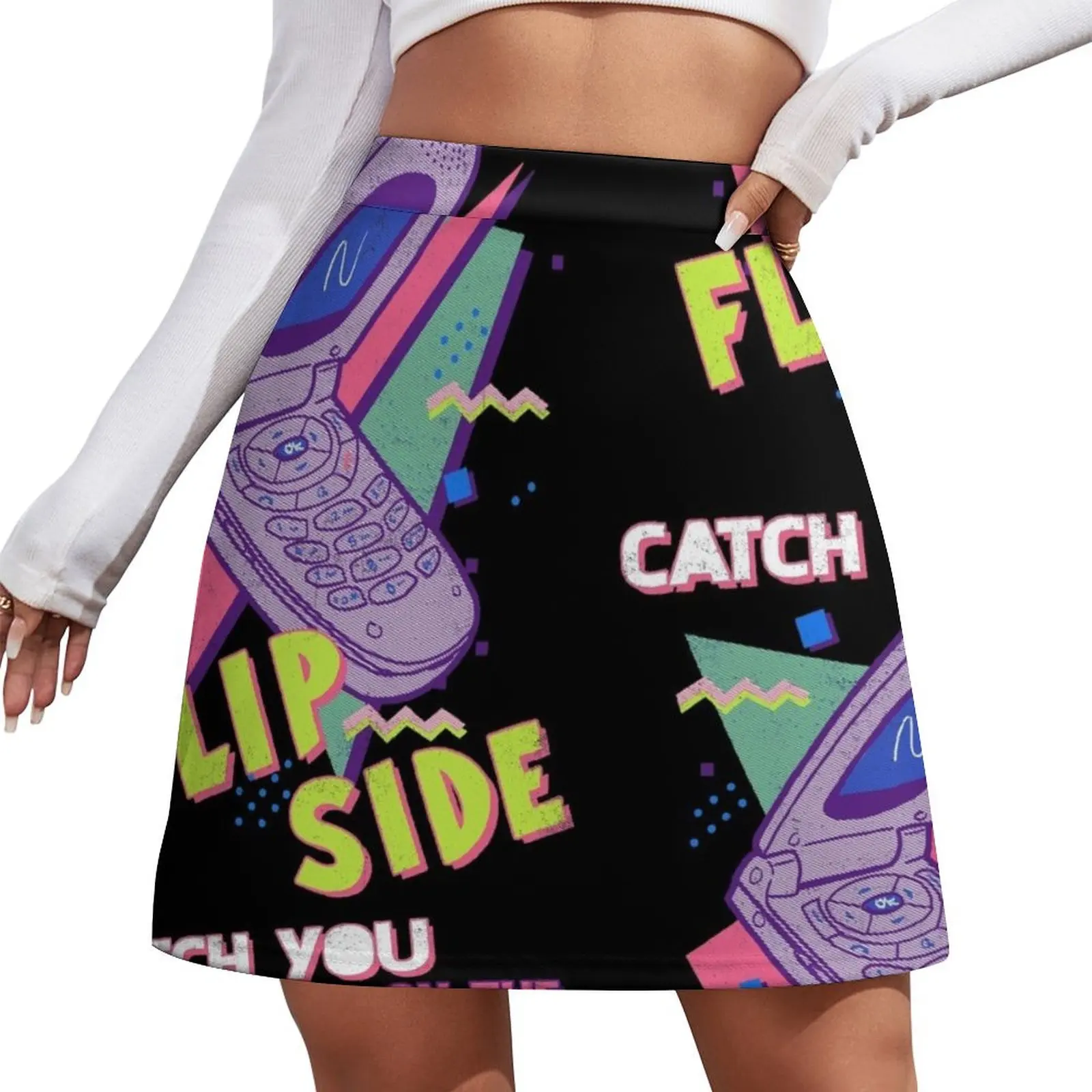 

Flip Side Mini Skirt Female clothing women clothes Skirt satin