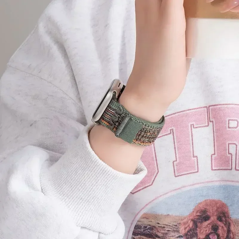 الرياضة حلقة حزام لساعة أبل الترا 2 49 مللي متر النايلون سوار ل iWatch سلسلة 10 9 8 7 6 5 4 3 SE 46 مللي متر 45 مللي متر 44 مللي متر 41 مللي متر 42 مللي متر