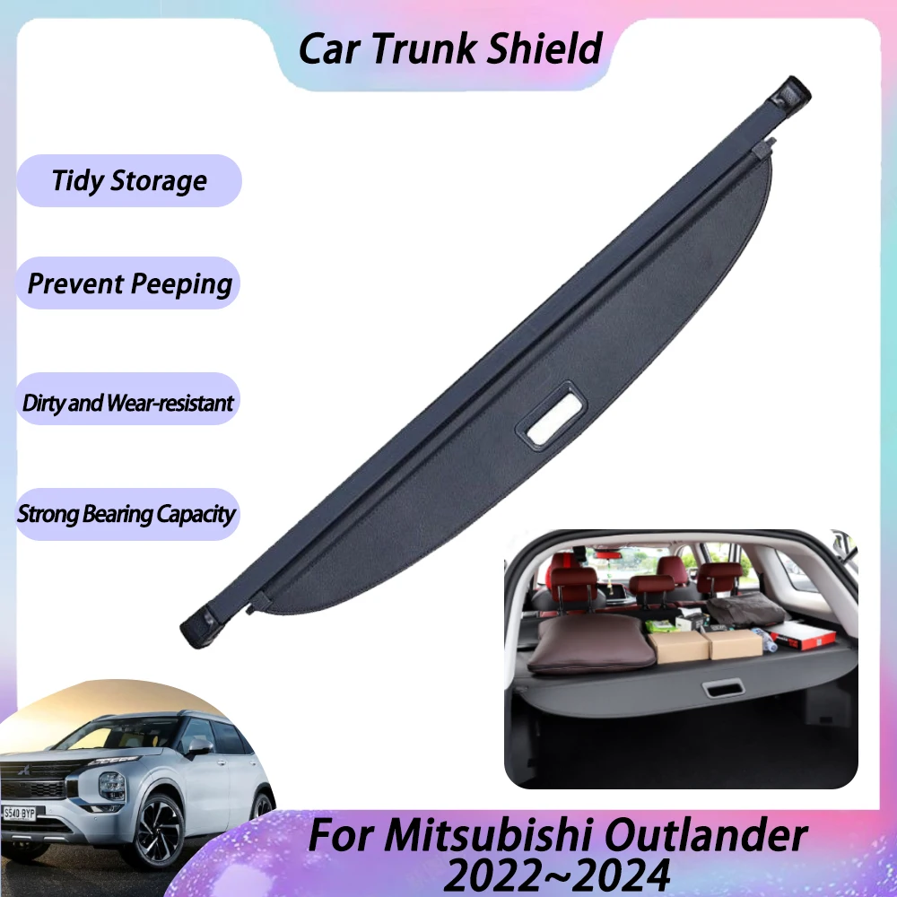 

Trunk Cargo Cover For Mitsubishi Outlander ZM 2022 2023 2024 Car Accessories Rear Box Sorage Curtain Retractable Shield Shade