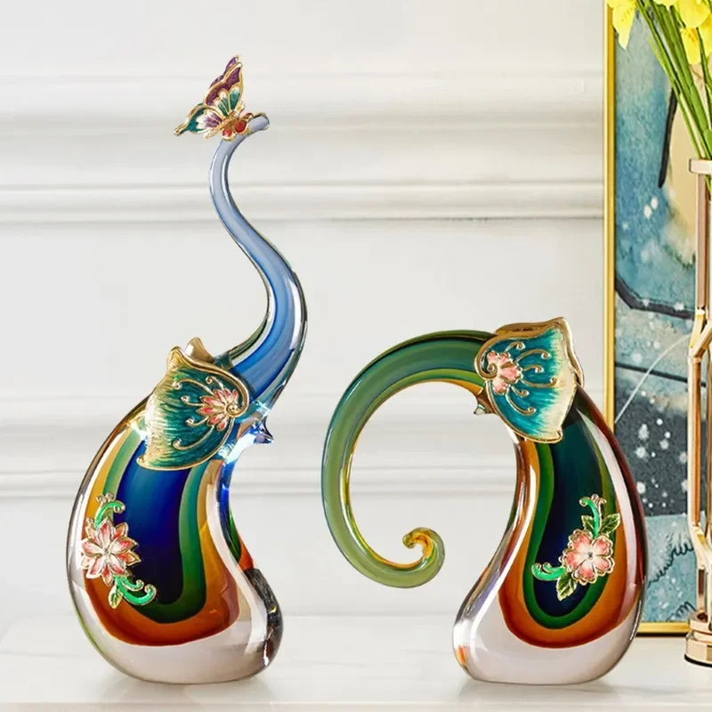 Enamel color auspicious elephant ornament living room wine cabinet TV cabinet home decoration friends new home housewarming