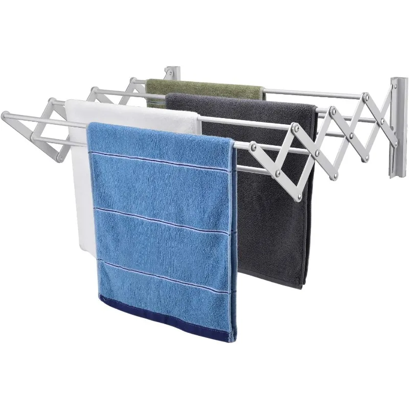 

Wall Mount Clothes Drying Rack, 25.2" Wide Rustproof Accordion Retractable Drying Rack for Laundry Room/Bathroom Tower