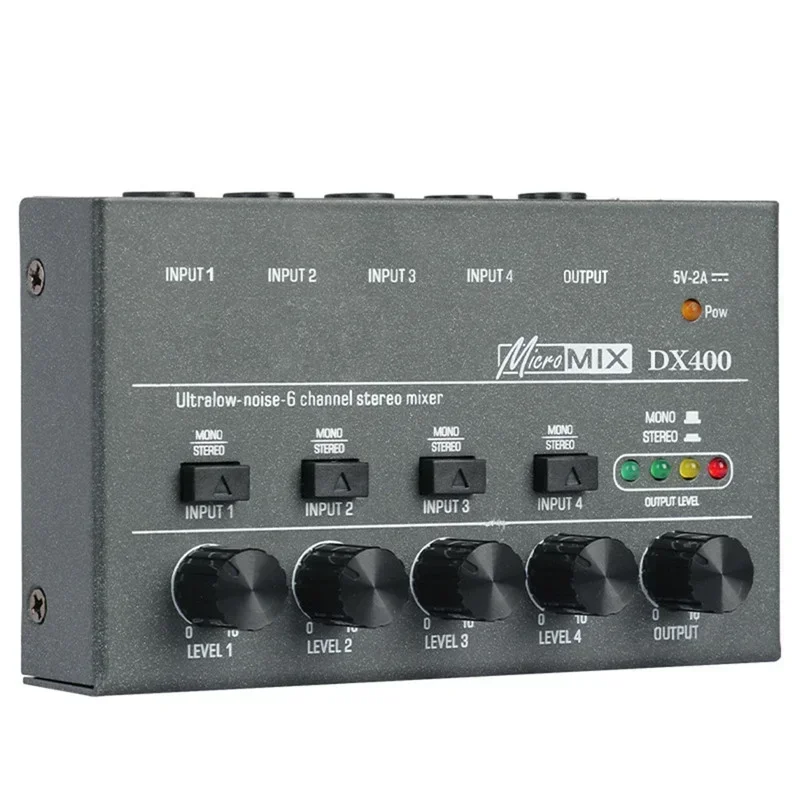 Upgraded DX400/600/800 Ultra Low Noise 4/6/8 Channel Line Mixer Mini Sound Mixer Power Supply DC5V Easy Operation Audios Mixer