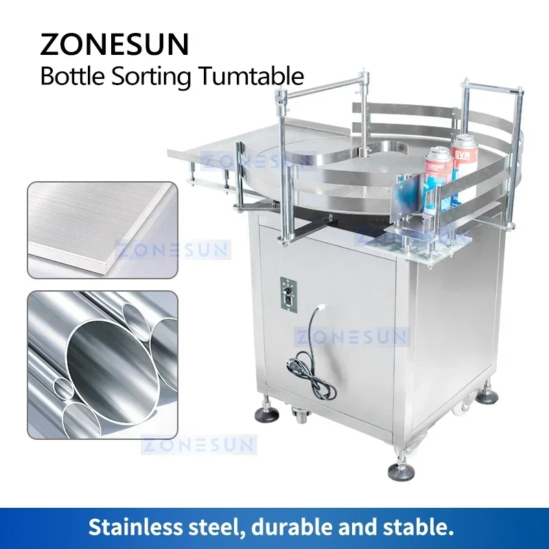 ZONESUN Bottle Unscrambler Arrange Machine Round Rotary Turntable Packaging Sorting Feeding Table Machine ZS-LP800