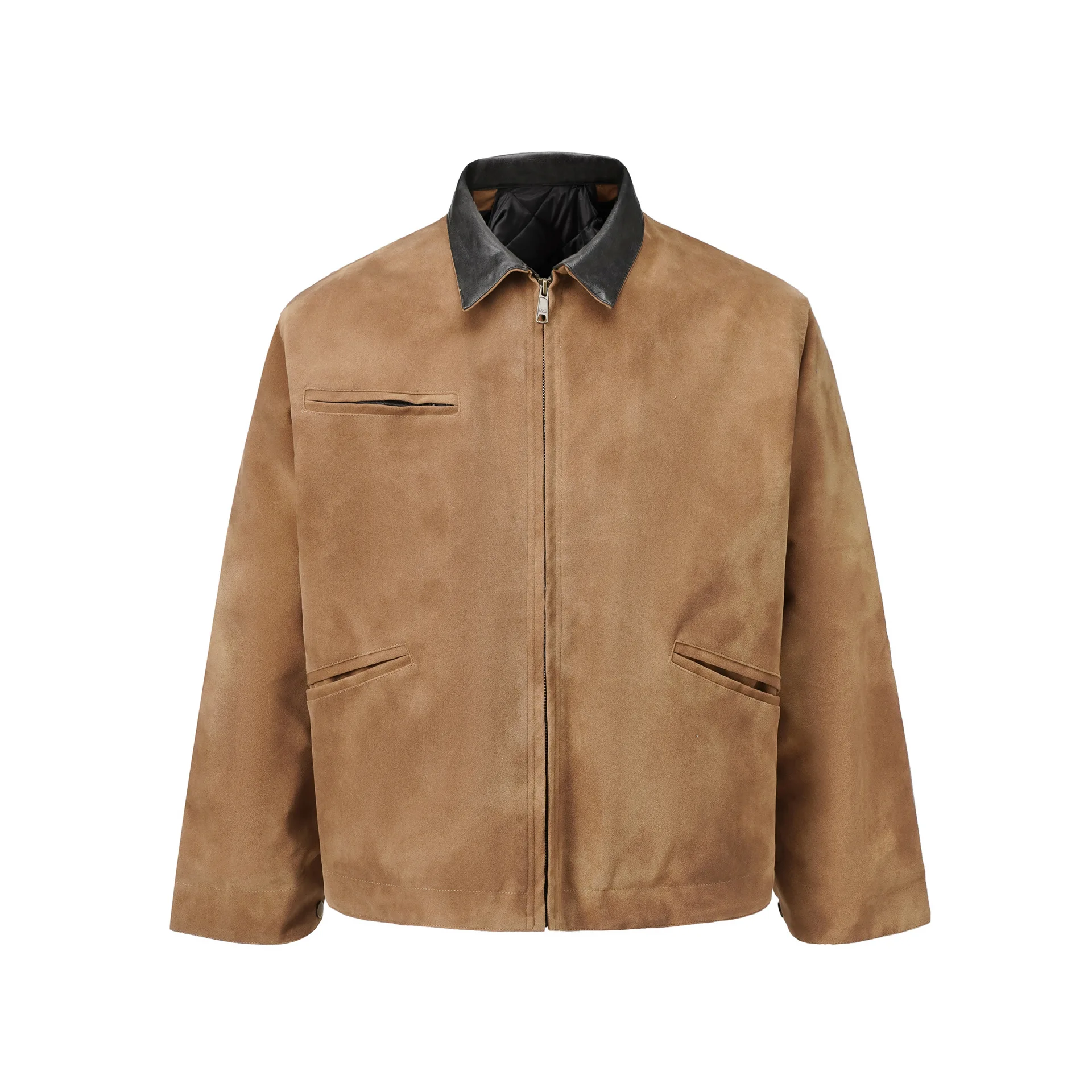 

2025 New Turn Down Collar Zipper Washed Cotton Padded Jacket Quilted Coat Large Size Loose Trend Vintage Thick Outerwear