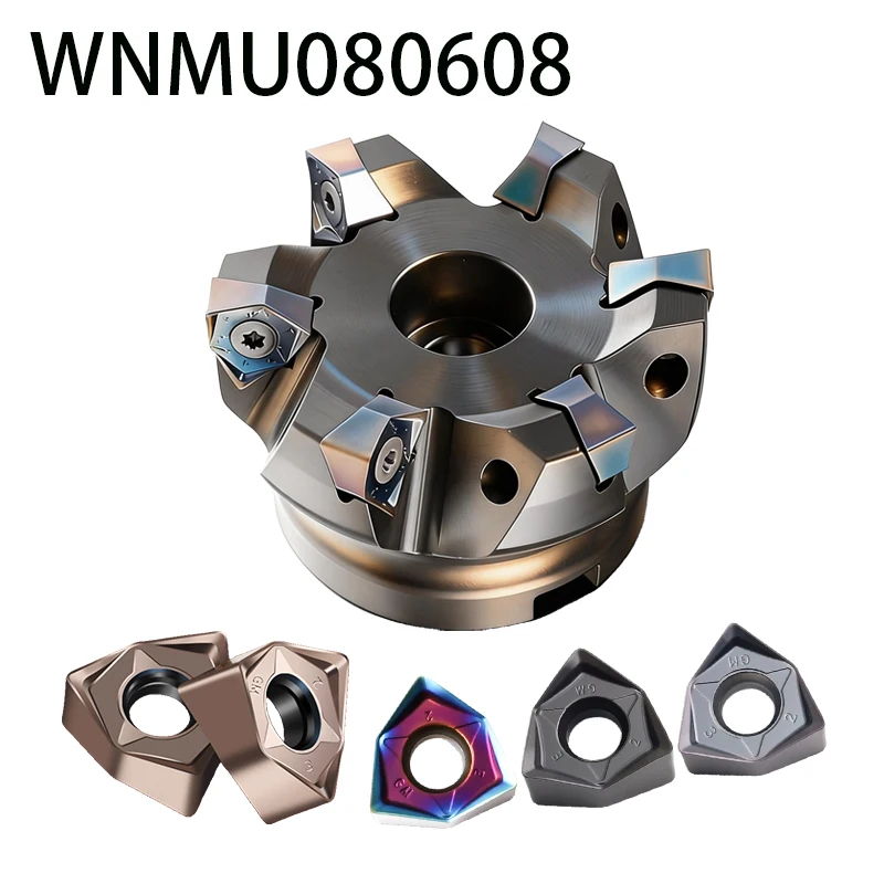 

WNMU080608 hard alloy tungsten steel insert compatible with MFWN90 flat thick Heavy Cutting Head double-sided hexagonal insert