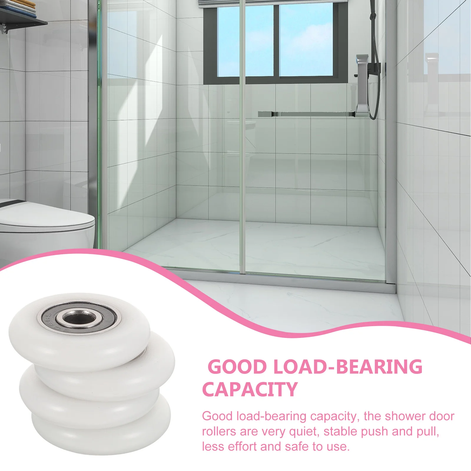 

4pcs Sliding Door Rollers for Bathroom Glass Shower Door Guide Replacement Pulleys Smooth Quiet Stable Easy Installation