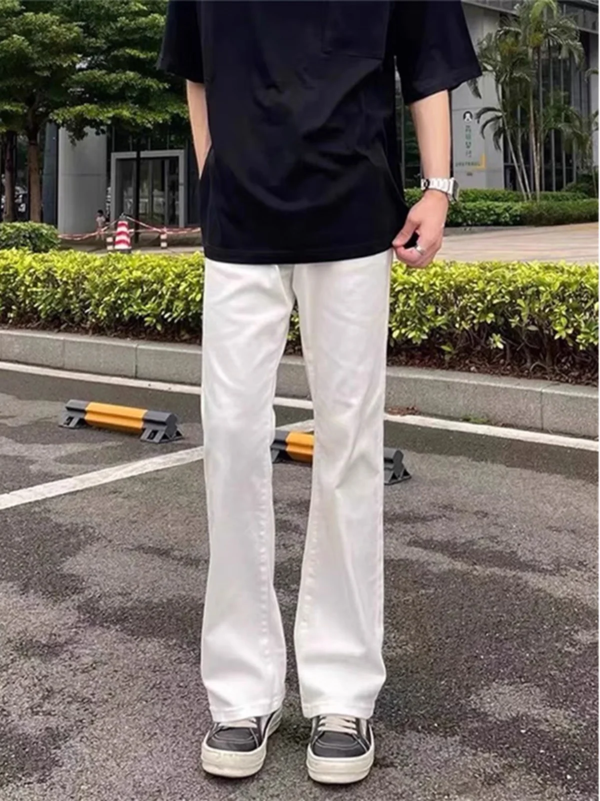 

Белые прямые джинсы Cleanfit для мужчин, модные прямые брюки для подростков, повседневные брюки в стиле High Street Vibe