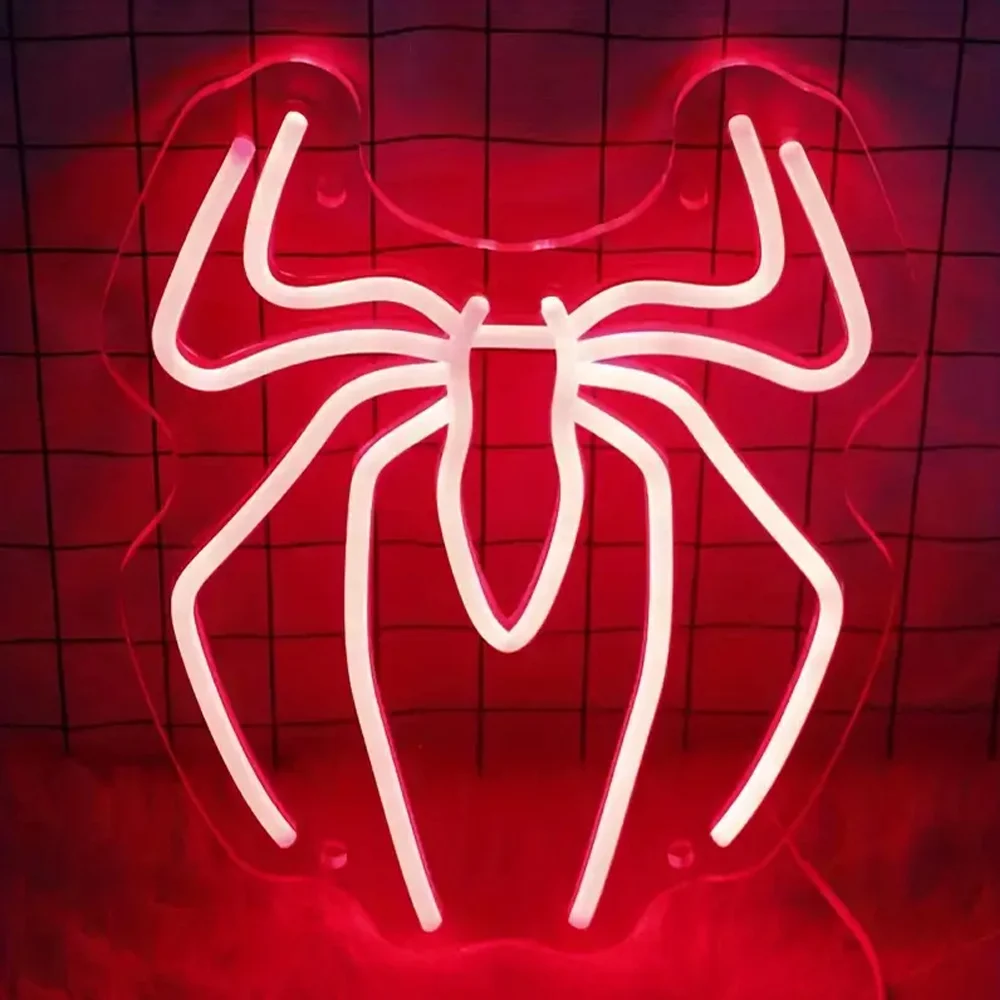 Spider Anime Neon Sign Light,USB Powered Plastic Neon Decor,Non-Wireless Red Neon Light with Switch Control,for Multipurpose Use