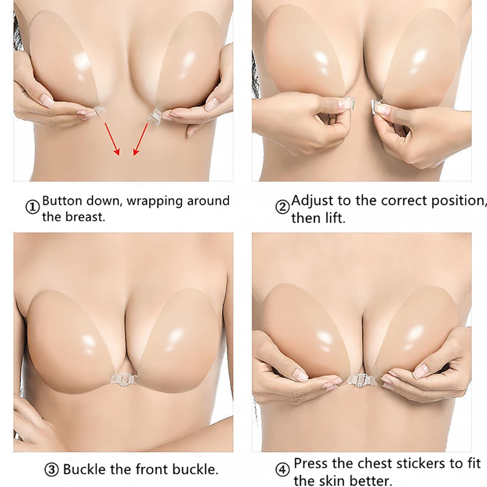 Adhesive Bra Reusable Invisible Silicone Sticky Bra Breast Lift Nipple Cover Push Up Bra Boob Tape Breast Petals Chest Sticker