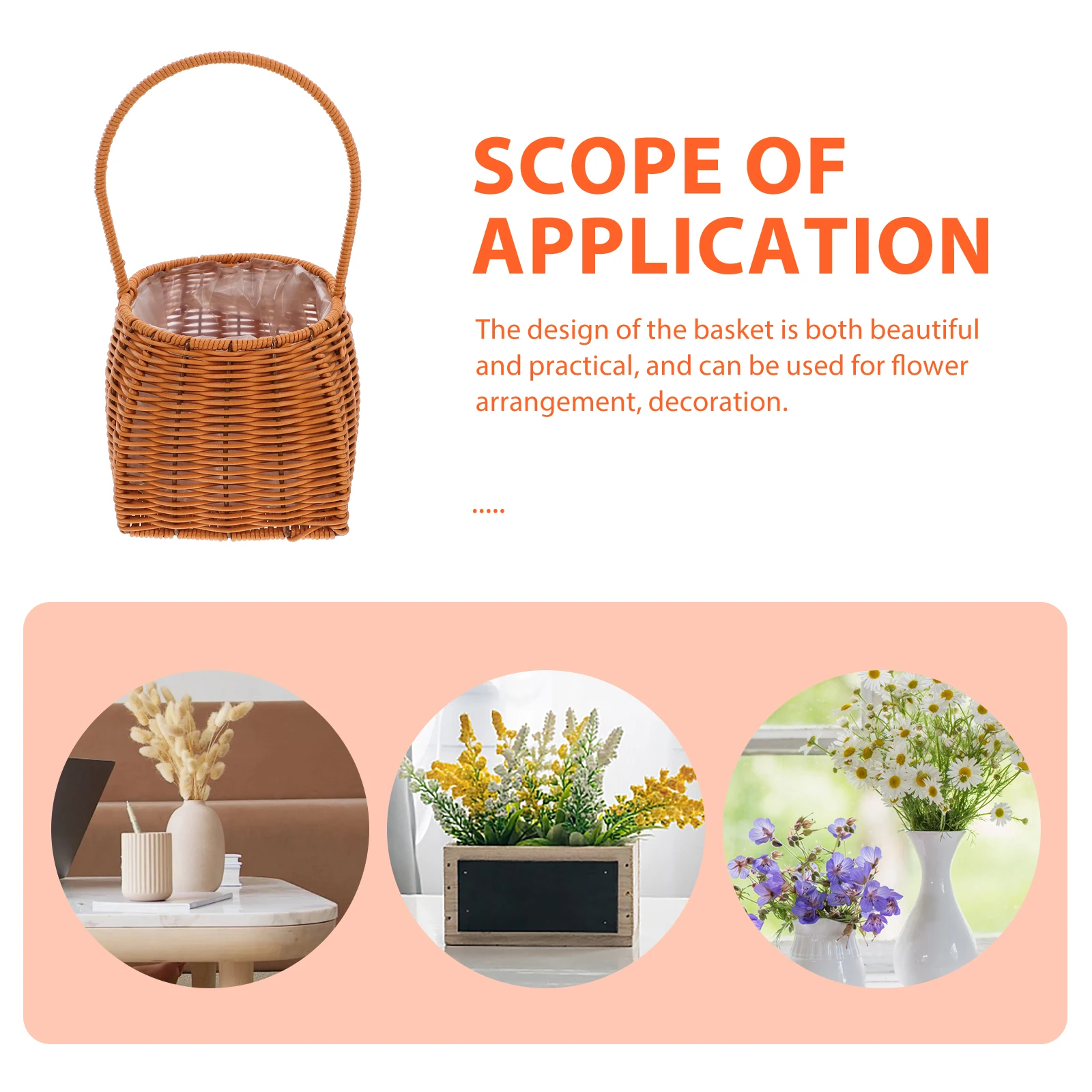 

Handmade Rattan Hanging Basket Waterproof Woven Storage Decorative Floral Planter For Home Holiday Wall Mount Use