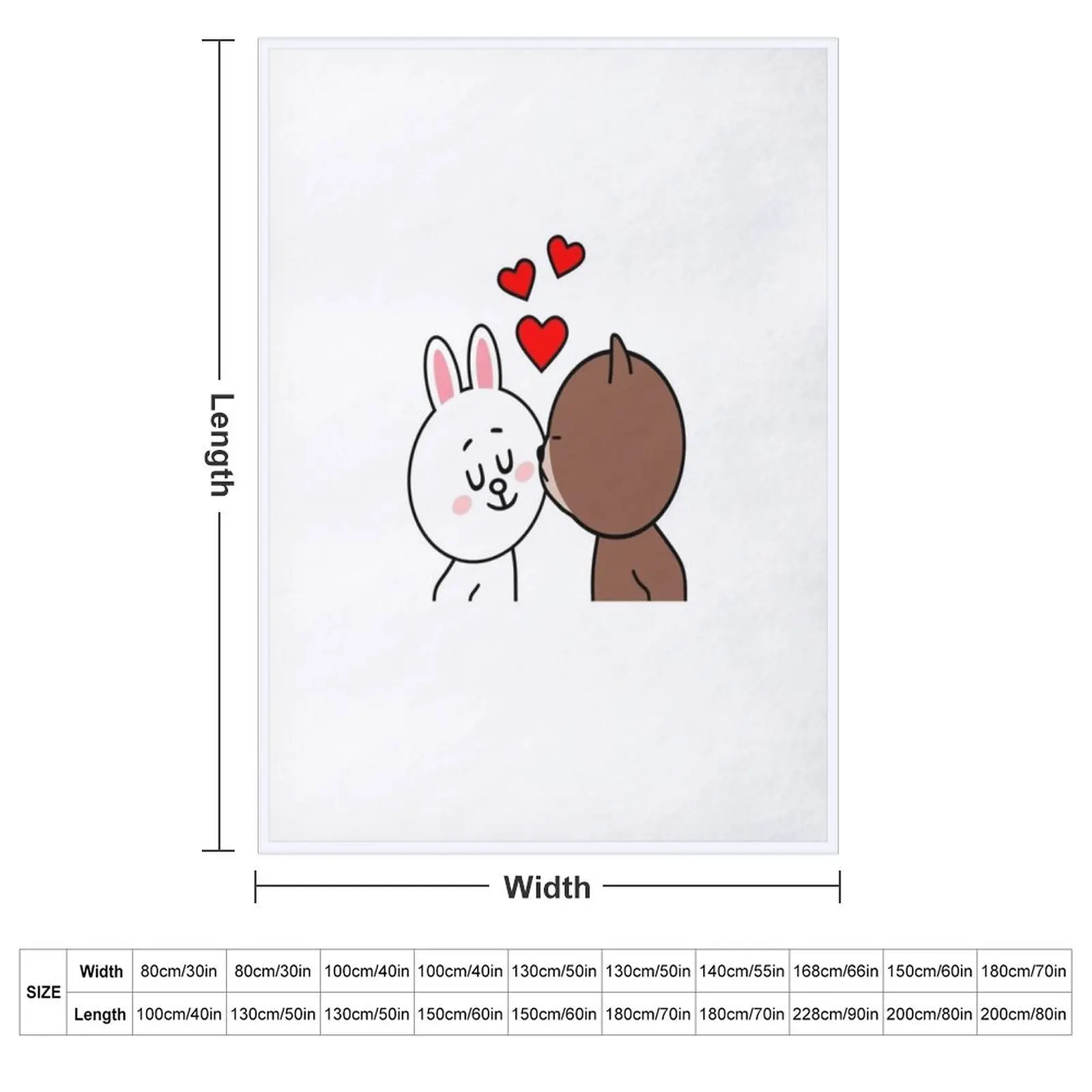 Brown Bear Cony Bunny Rabbit The Kiss Classic T-Shirt Throw Blanket Extra Large Throw Luxury Luxury Brand Blankets