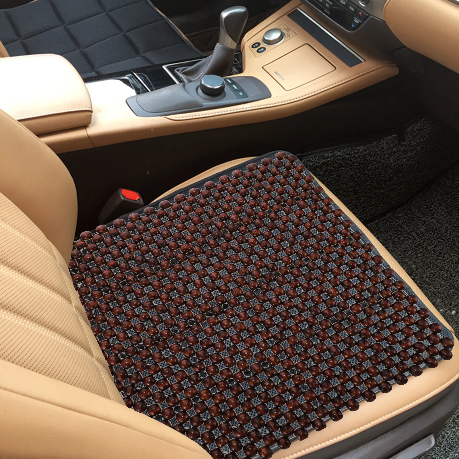 

1Pcs Car Seat Cushion Wood Beads Breathable Cool Summer Driving Seat Pad Natural Wood Comfortable Comfortable Cushion
