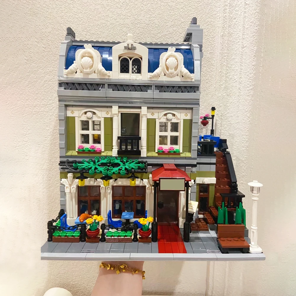 

creative expert European restaurant street view moc Architecture Building Block bricks model Educational Toy Gift 2469pcs