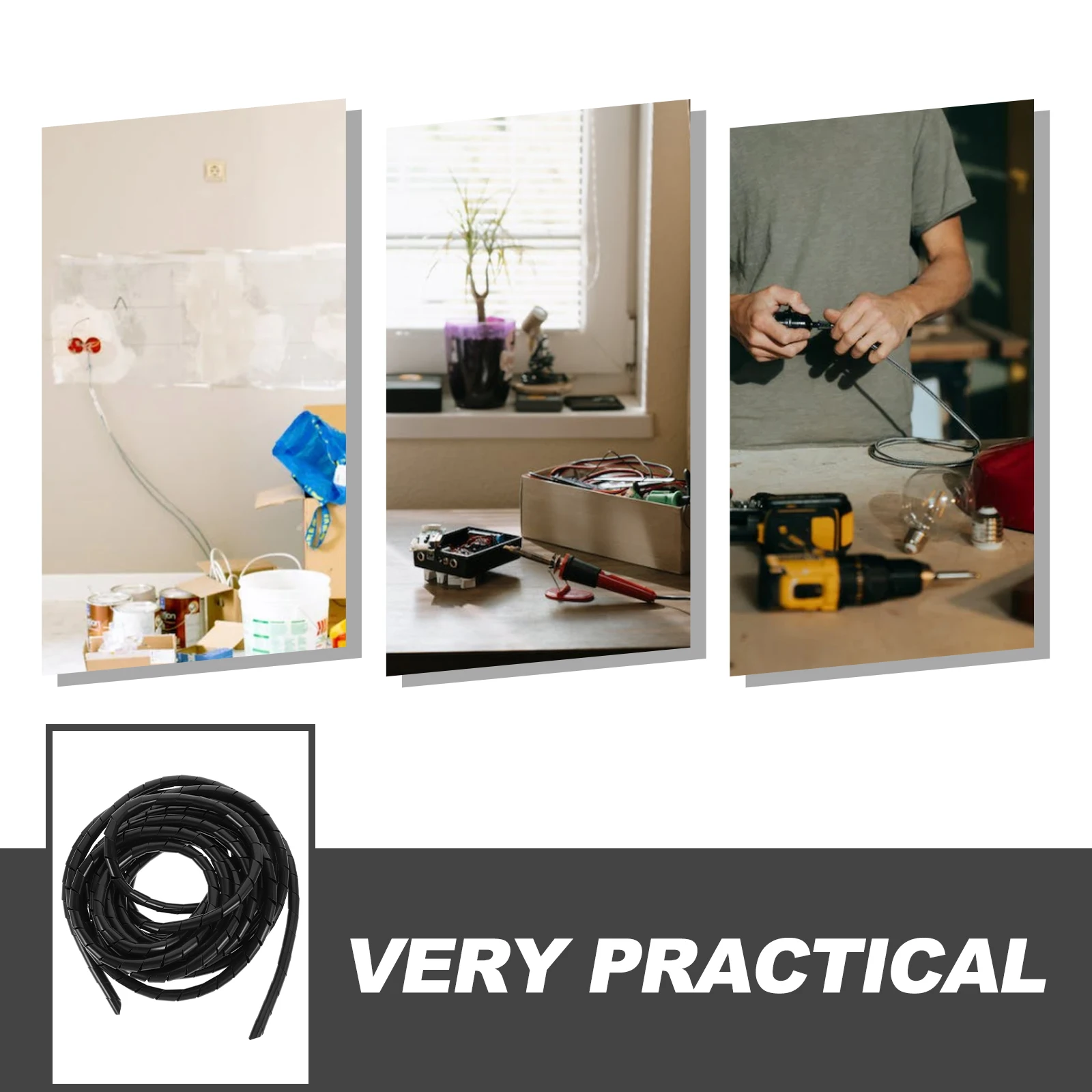 

Cable Management Sleeve Spiral Wire Wrap For Home Office Factory Use Durable Cord Organizer Protective Wire Sleeve