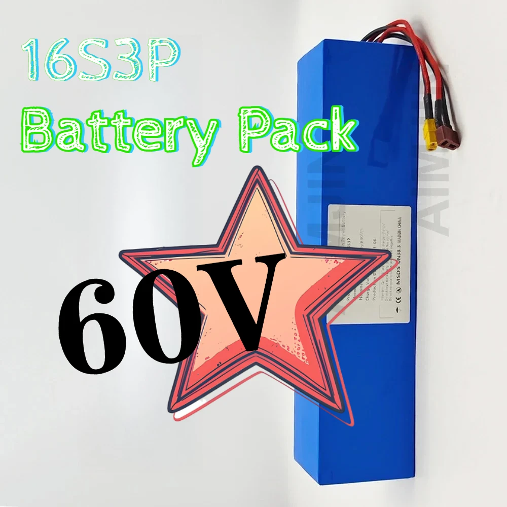

10500mAh 18650 with BMS 700W 1500W high-power 16S3P lithium battery pack 60V rechargeable battery