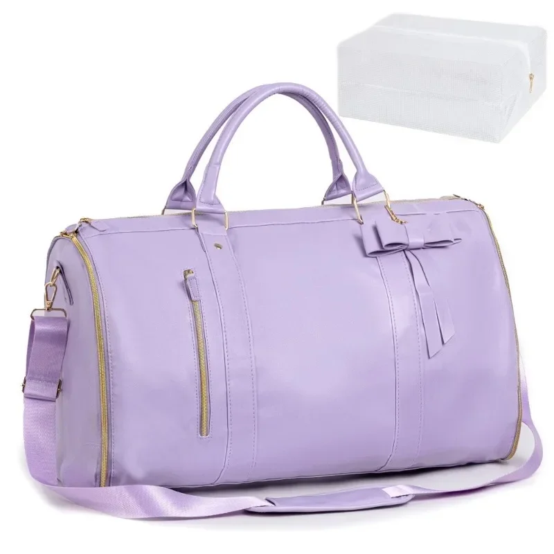 Ladies Fitness Bag Travel Luggage Carry Oxford Bag Sports Tote Weekend Overnight Bag Purple Fitness Bag Travelling Bag for Women