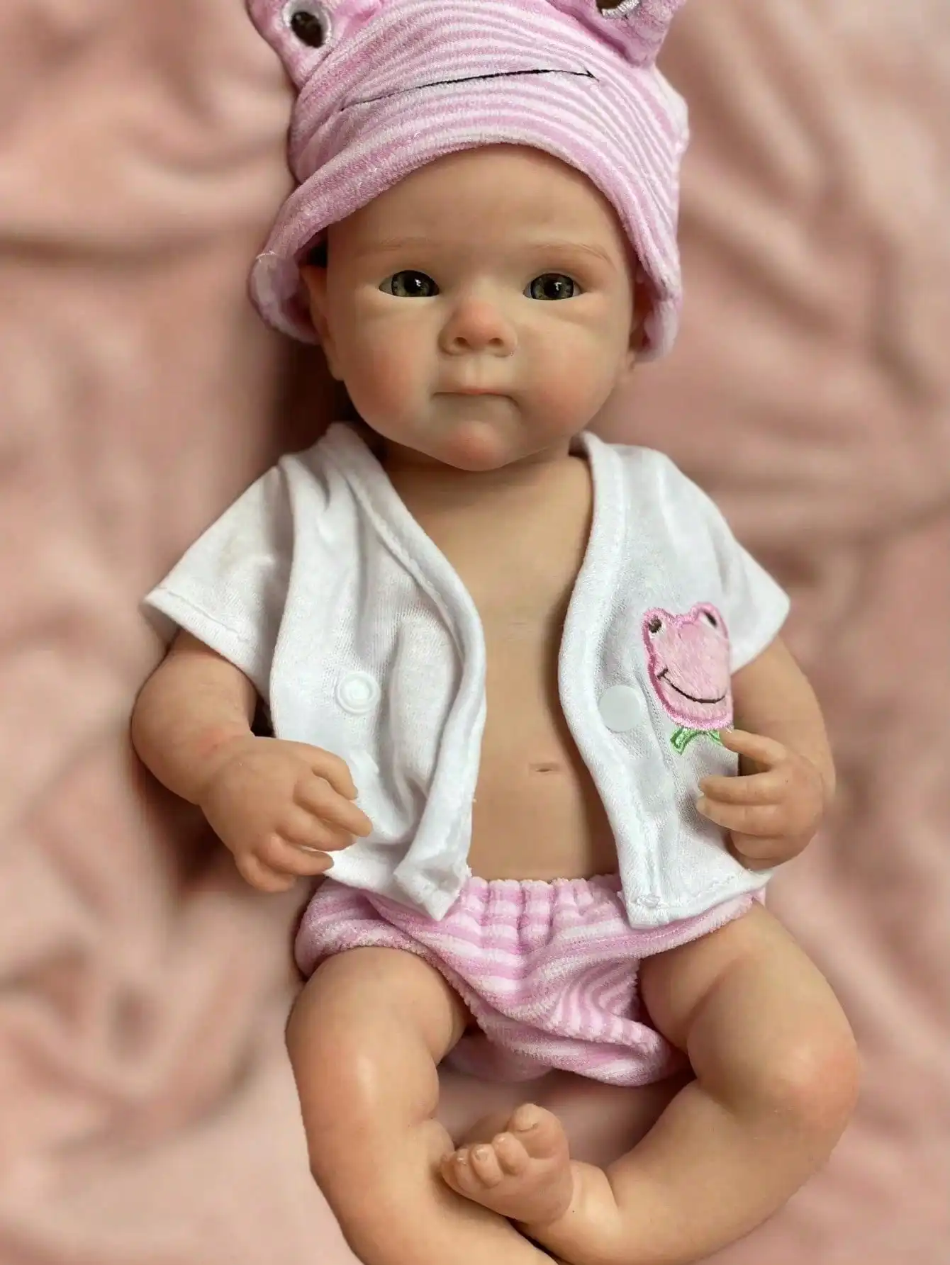 Saskia 13 polegadas pode abrir boca boneca reborn adorável bettie bebê menina corpo inteiro macio sólido silicone recém-nascido boneca realista