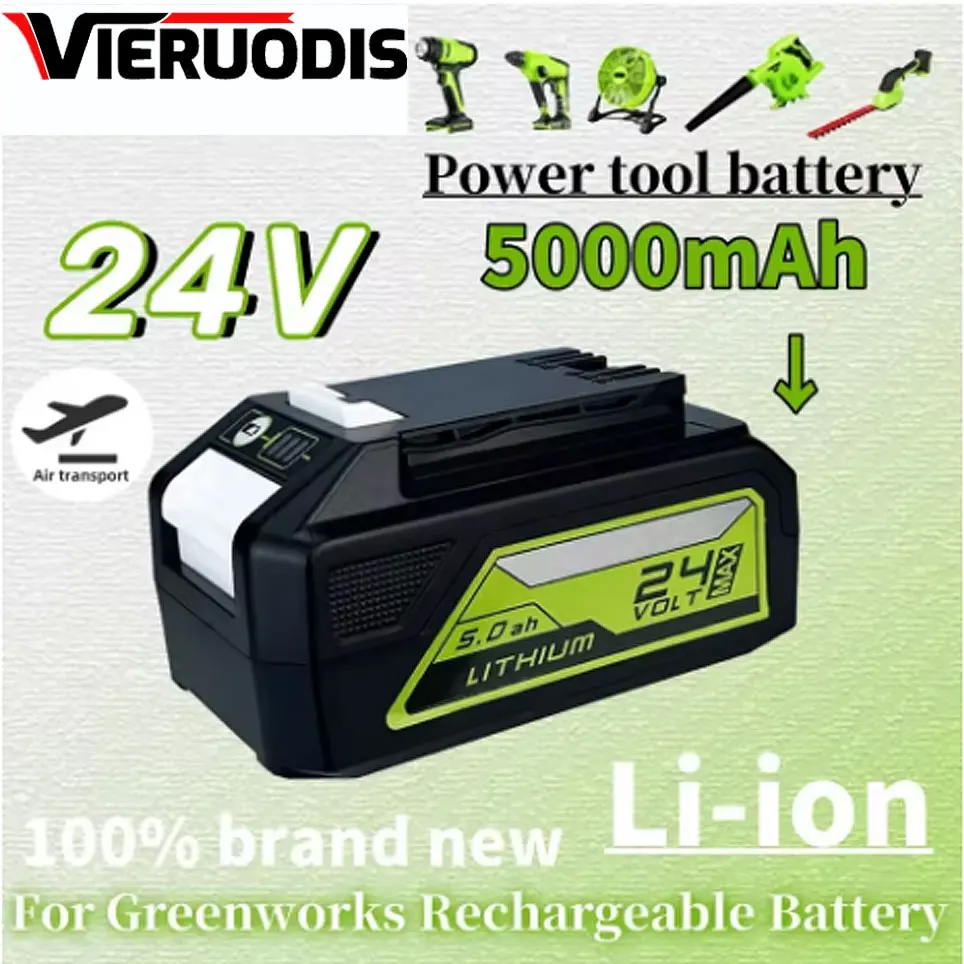 

2024 24V 5.0Ah Lithium-ion Replacement Battery G24B2 for Greenworks ALL devices of 24V tools 29842 29852 BAG708 29322 21342