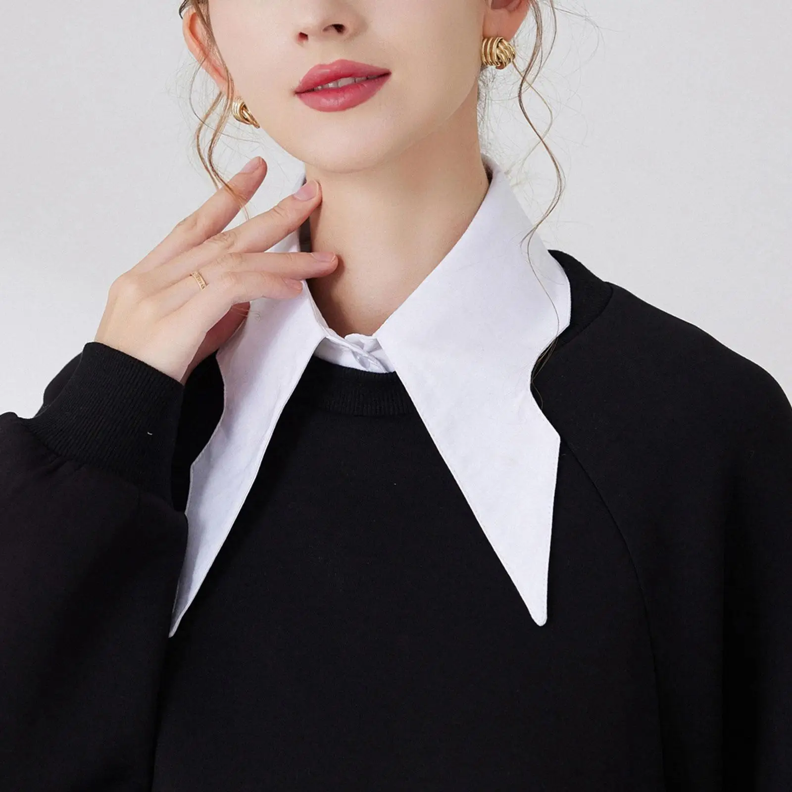 

Elegant Half Shirt Blouse, False Collar, Detachable Dickey Collar for Ladies Layering Under Tops