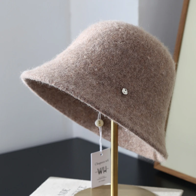 Bucket Hat Winter Women Angora Wool Warm Wide Brim Cap Warm Accessory For Autumn Climb Outdoor Climb Camp