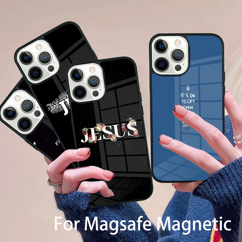

Faith Christian Religious Jesus Phone Case Magesafe Magnetic Wireless Charge Cover For IPhone 16 11 12 13 14 15 Pro Max Plus
