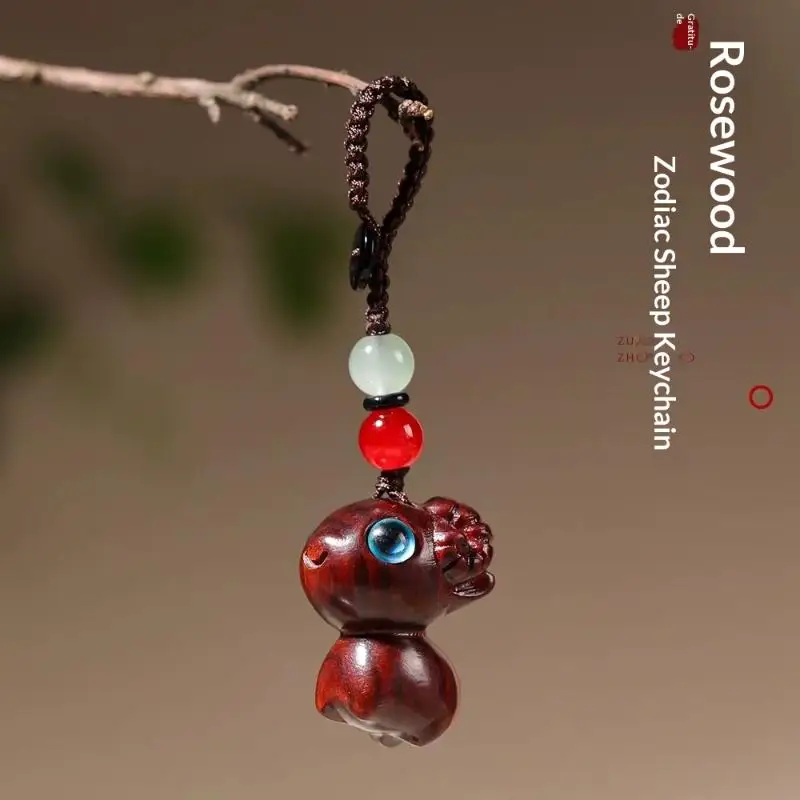 Schaf-Schlüsselanhänger aus Sandelholz, perfekt zur Taschendekoration, Schlüsselzubehör, Geschenk für Freunde – Detail 3