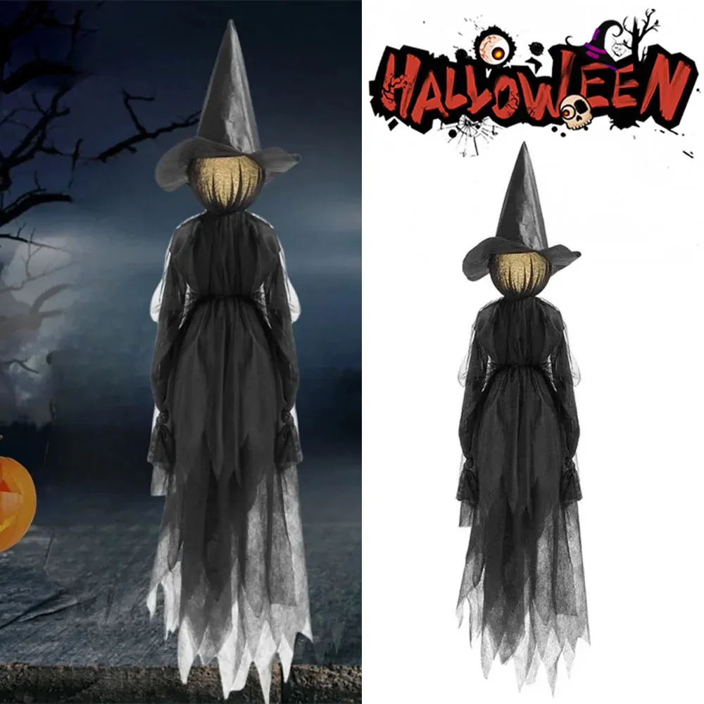 Voice Activated Color-Changing Three Witches with Detachable Ghost Halloween LED Light Up Motion Sensor Decor