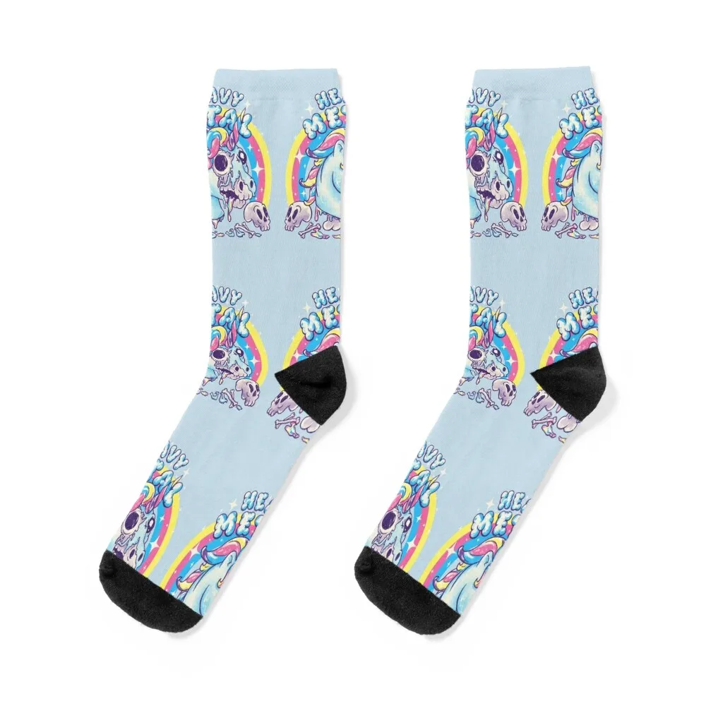 Heavy Metal Unicorn Funny Cute Dead Unicorn Skull Death Thrash Doom Groove Metal Core Cat Hail Satan Cool Rad Stupid Humou Socks