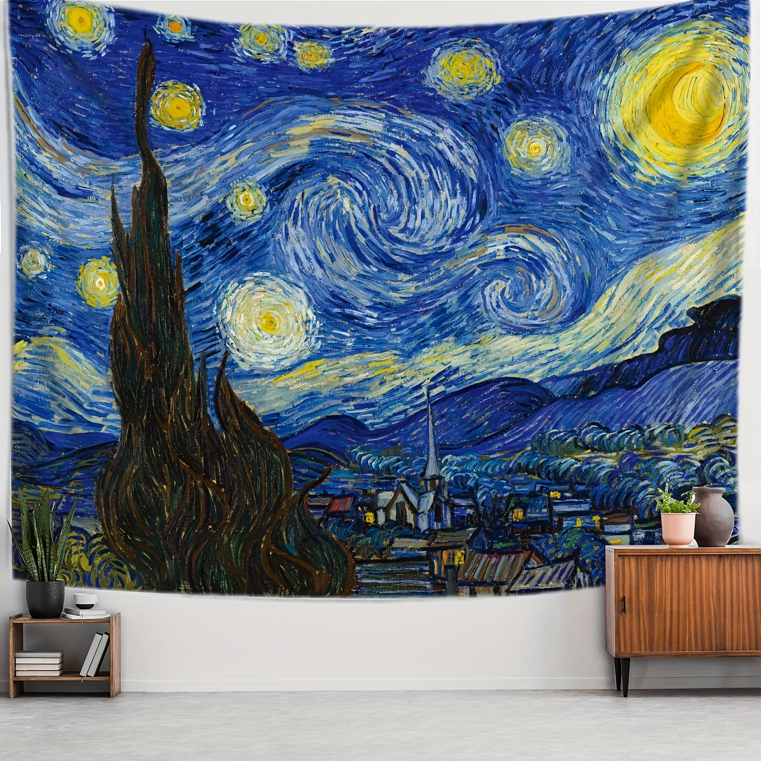 1pc Van Gogh Tapestry Famous Printed Blanket Wall Hanging Star Moon Night Tapestry Decoration Bedroom Study home decoration