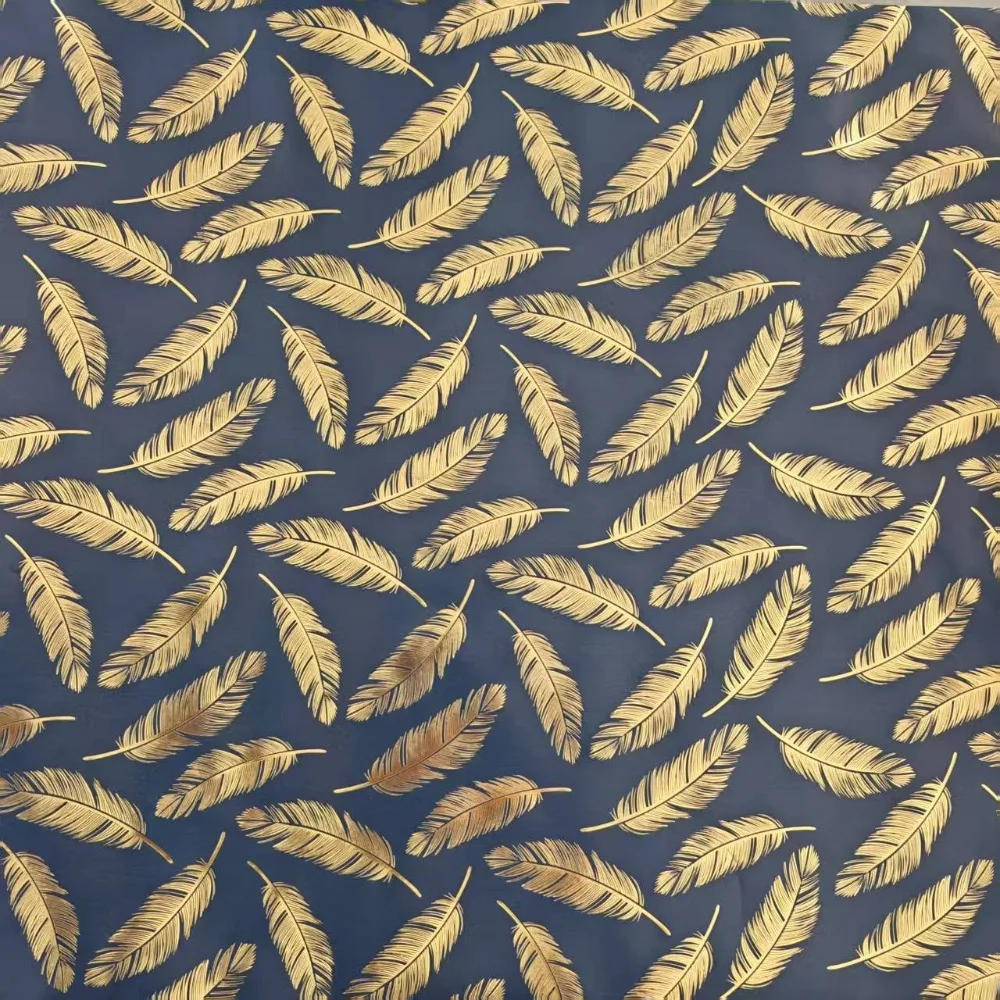 Large-Sized Roll Gift Wrapping Paper, Chic Navy And Golden Feather Pattern Wrapping Paper,17 Inches * 118 Inches Per Roll