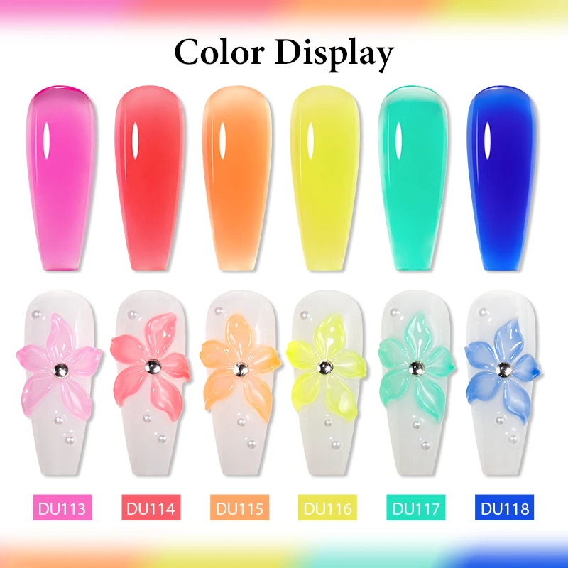 8ml Glass Jelly Non Stick Hand Extension Gel Nail Polish for 3D Carved Flower Nail Art Acrylic Gel Varnish Rhinestone Glue Gel