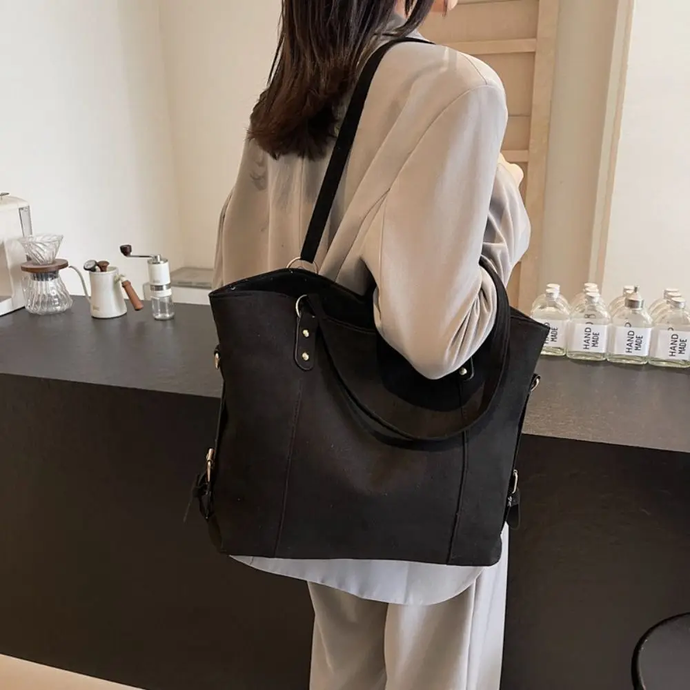 Fashion Large Capacity Suede Tote Bag Solid Color Casual Women's Crossbody Bag Commuting Shopper Travel Handbags Lady